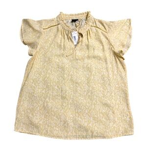 Yellow Floral Flutter Sleeve Blouse NWT Large